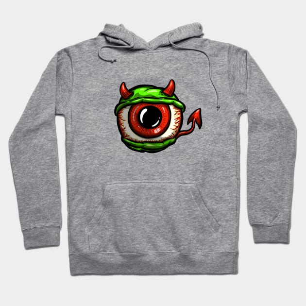 Eyeball Devil Rockabilly Tattoo Cartoon Style Eye Hoodie by Squeeb Creative